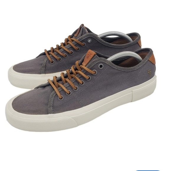Frye Ludlow men’s canvas shoes in grey color size 7 1/2 - Picture 1 of 12